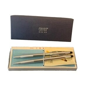Vintage Cross Century Chrome Pen & Pencil Set w/ Box Since 1846 Set #3501 Chrome